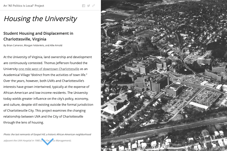 Screenshot showing the Housing the University website